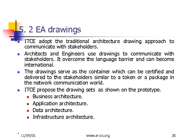 5. 2 EA drawings n n ITCE adopt the traditional architecture drawing approach to