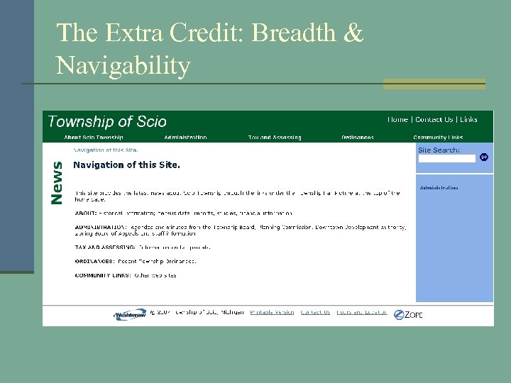 The Extra Credit: Breadth & Navigability 