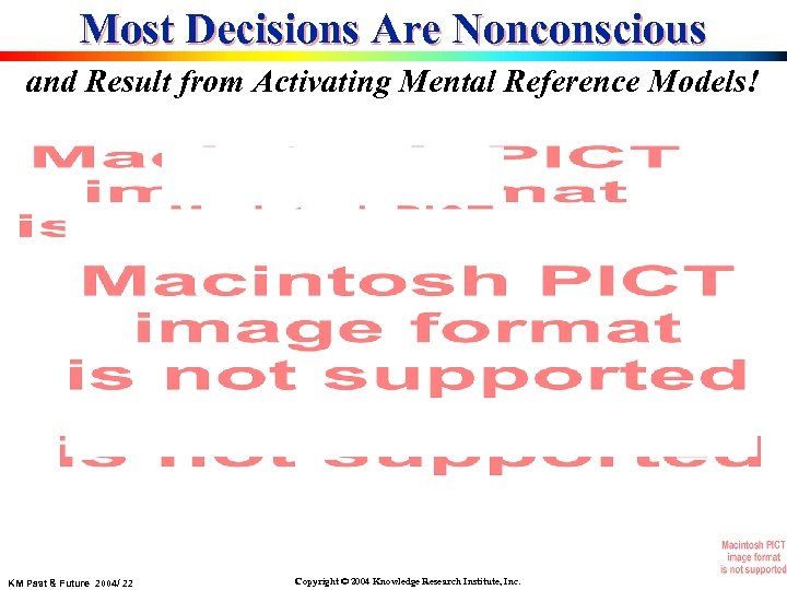 Most Decisions Are Nonconscious and Result from Activating Mental Reference Models! KM Past &