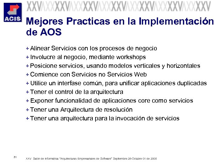 Mejores Practicas en la Implementación de AOS + Alinear Servicios con los procesos de