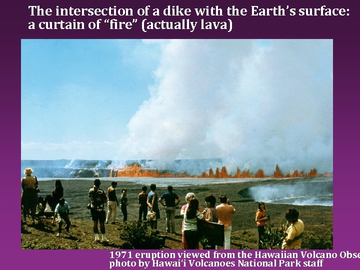The intersection of a dike with the Earth’s surface: a curtain of “fire” (actually