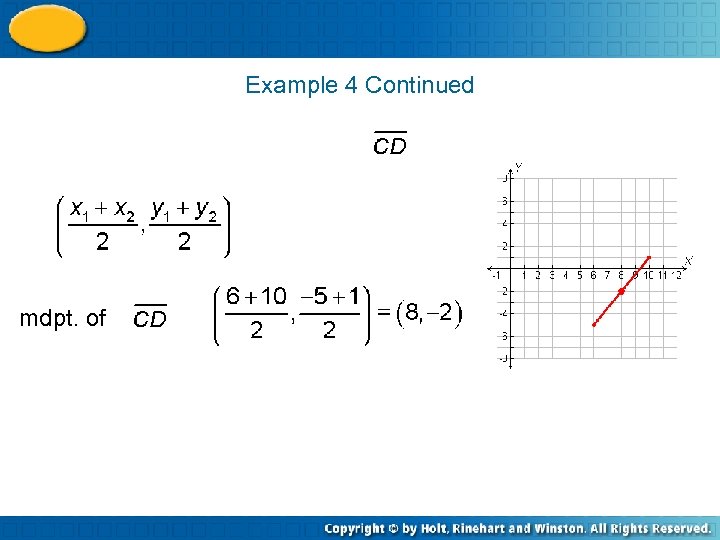 Example 4 Continued mdpt. of = 