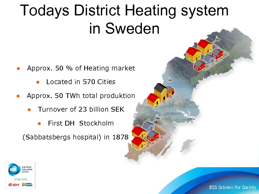 Todays District Heating system in Sweden ● Approx. 50 % of Heating market ●