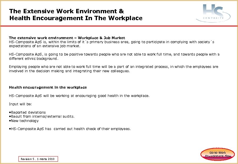 The Extensive Work Environment & Health Encouragement In The Workplace The extensive work environment