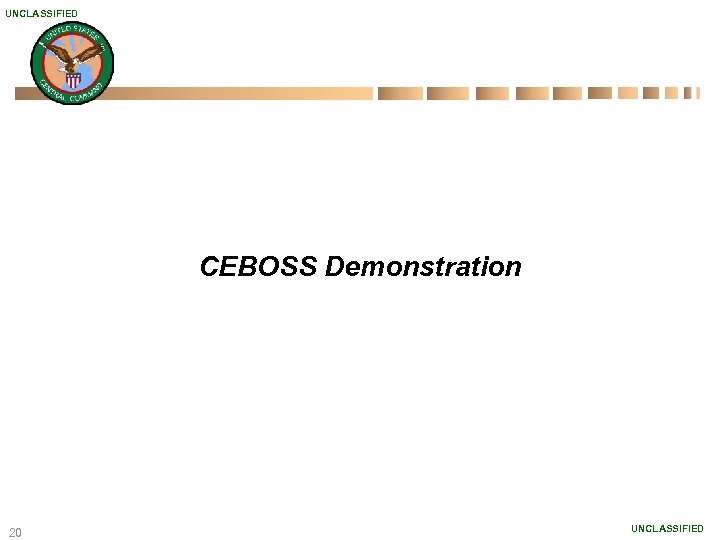 UNCLASSIFIED CEBOSS Demonstration 20 UNCLASSIFIED 