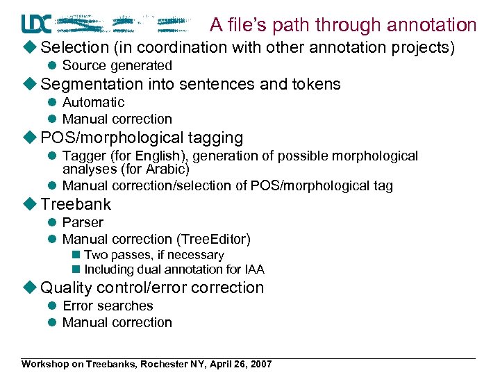 A file’s path through annotation u Selection (in coordination with other annotation projects) l