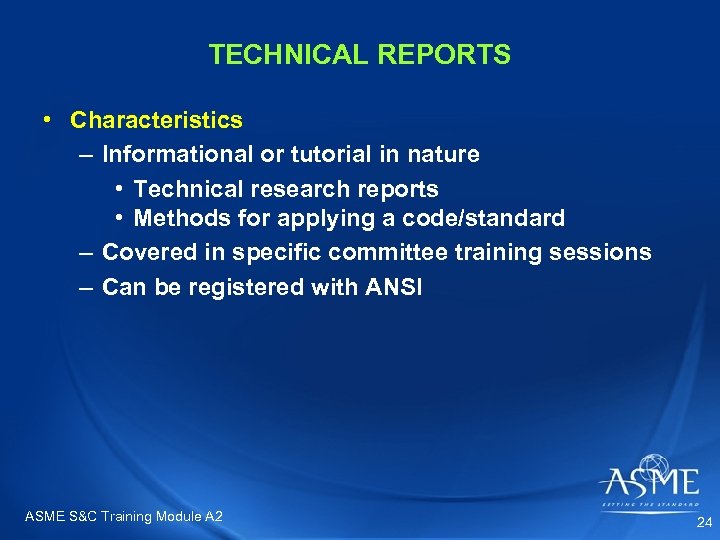 TECHNICAL REPORTS • Characteristics – Informational or tutorial in nature • Technical research reports