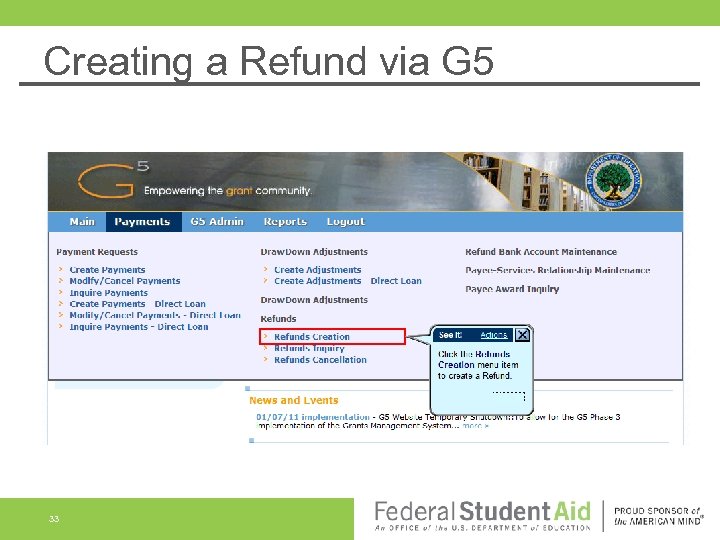 Creating a Refund via G 5 33 