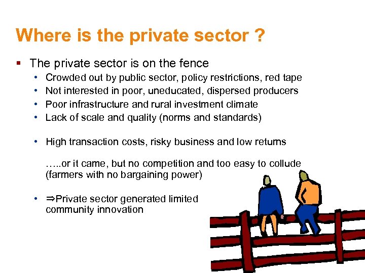 Where is the private sector ? § The private sector is on the fence