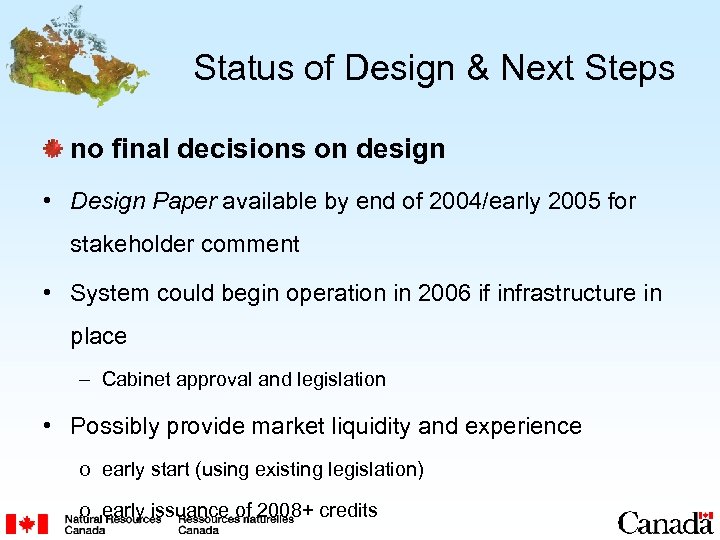 Status of Design & Next Steps no final decisions on design • Design Paper