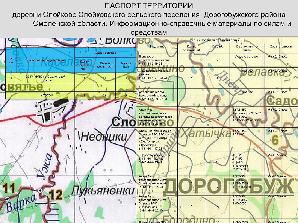 ПАСПОРТ ТЕРРИТОРИИ деревни Слойково Слойковского сельского поселения Дорогобужского района Смоленской области. Информационно-справочные материалы по