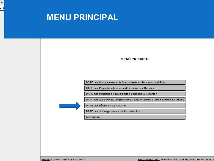 MENU PRINCIPAL 