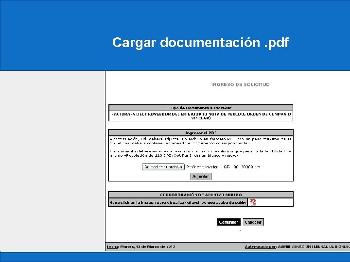 Cargar documentación. pdf 