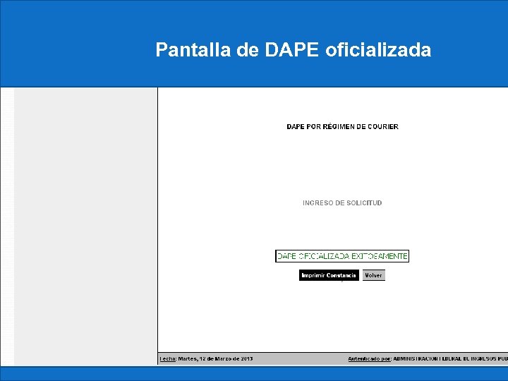 Pantalla de DAPE oficializada 