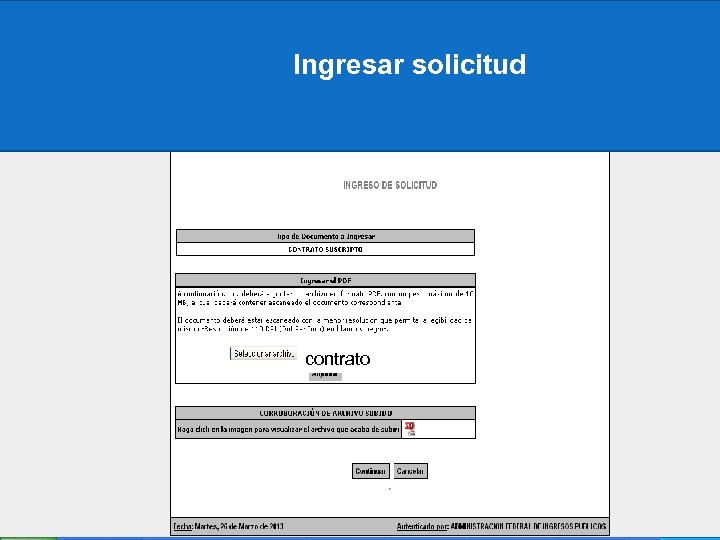 Ingresar solicitud contrato 