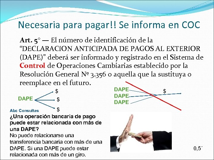 Necesaria para pagar!! Se informa en COC Art. 5° — El número de identificación