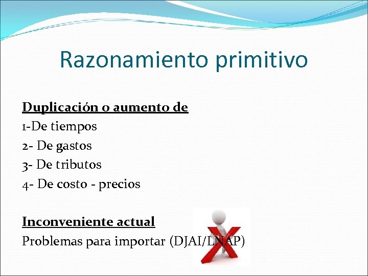 Razonamiento primitivo Duplicación o aumento de 1 -De tiempos 2 - De gastos 3