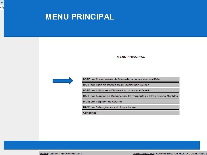 MENU PRINCIPAL 