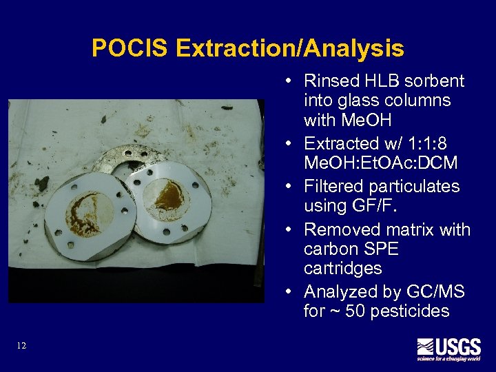 POCIS Extraction/Analysis • Rinsed HLB sorbent into glass columns with Me. OH • Extracted