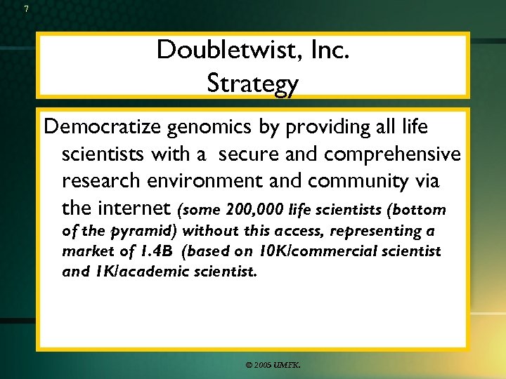 7 Doubletwist, Inc. Strategy Democratize genomics by providing all life scientists with a secure