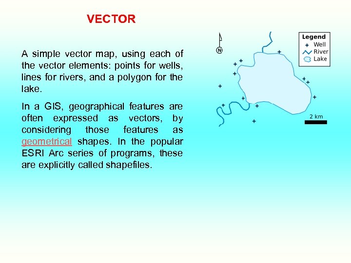 VECTOR A simple vector map, using each of the vector elements: points for wells,