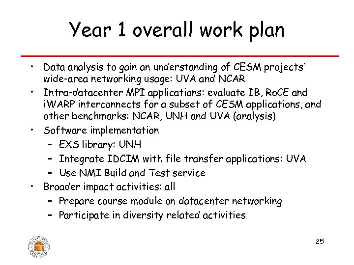 Year 1 overall work plan • Data analysis to gain an understanding of CESM
