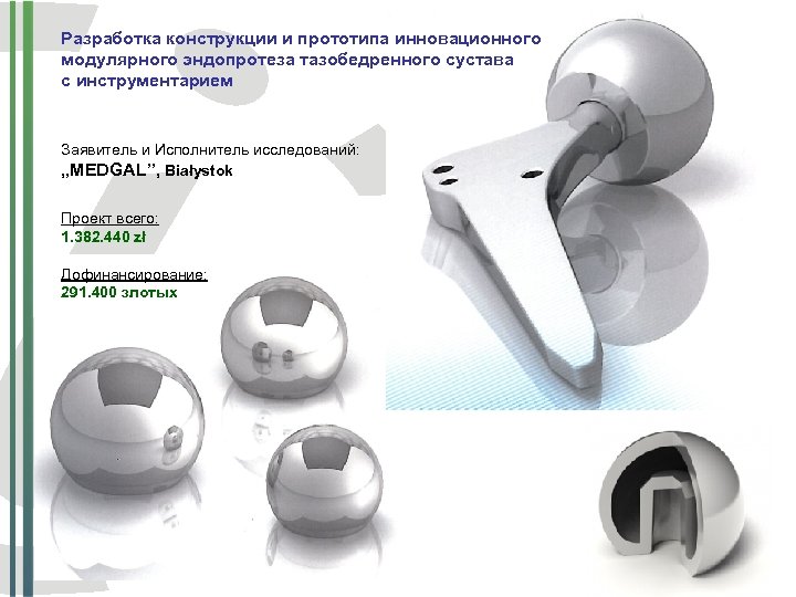 Разработка конструкции и прототипа инновационного модулярного эндопротеза тазобедренного сустава с инструментарием Заявитель и Исполнитель