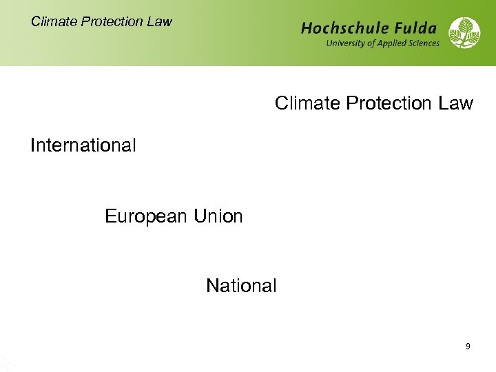 Sc h 10 rade /10 r Climate Protection Law International European Union National 9