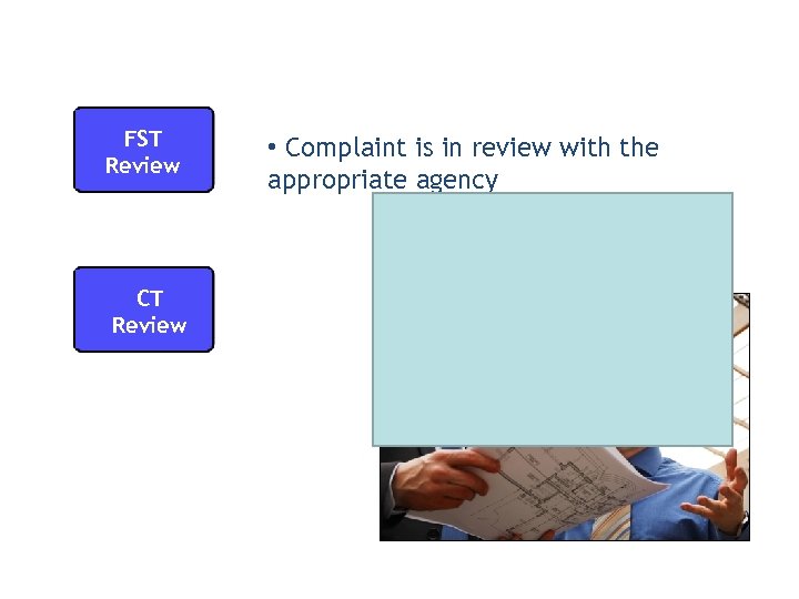 FST Review CT Review • Complaint is in review with the appropriate agency 