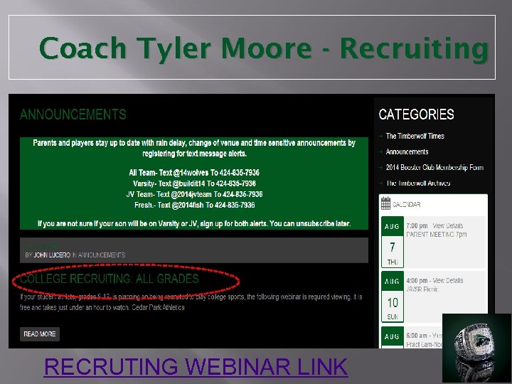 Coach Tyler Moore - Recruiting RECRUTING WEBINAR LINK 