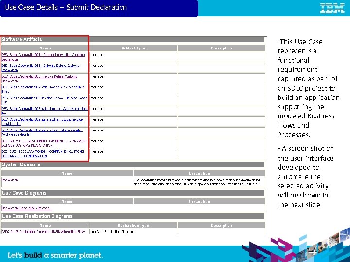 Use Case Details – Submit Declaration -This Use Case represents a functional requirement captured