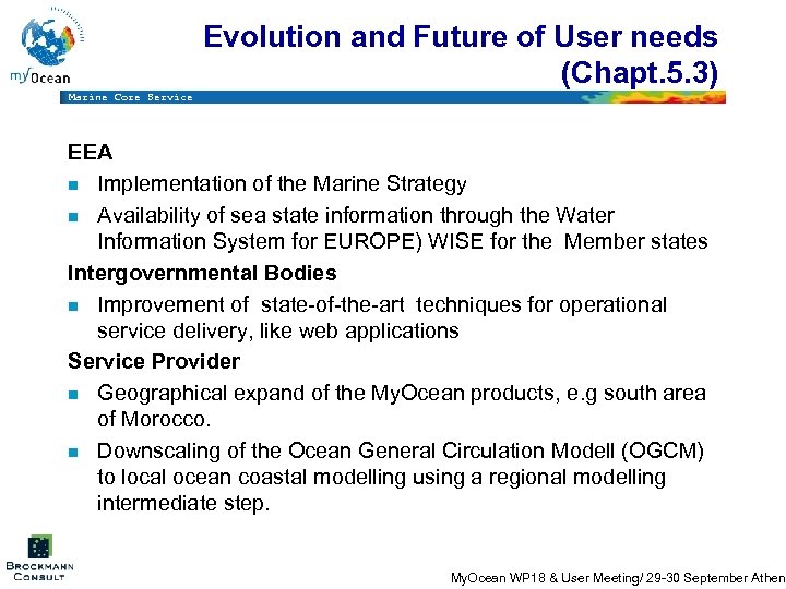 Evolution and Future of User needs (Chapt. 5. 3) Marine Core Service EEA n