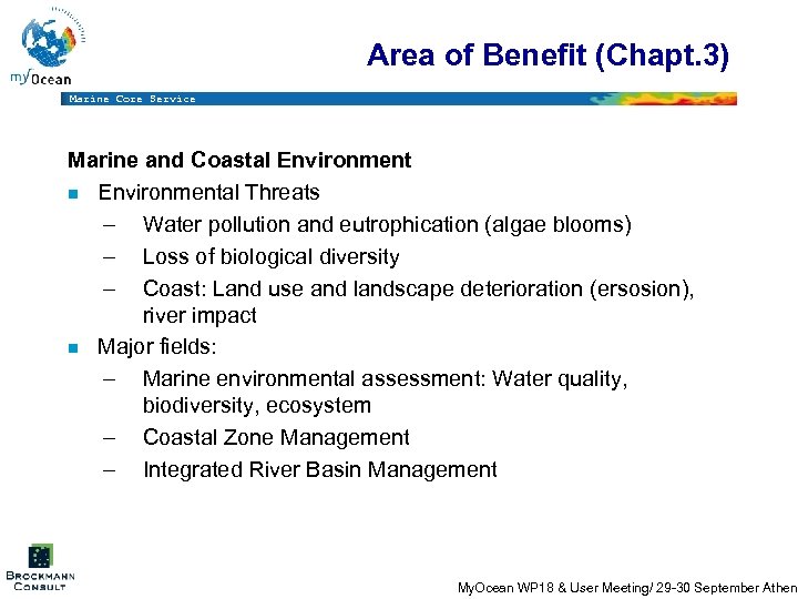 Area of Benefit (Chapt. 3) Marine Core Service Marine and Coastal Environment n Environmental