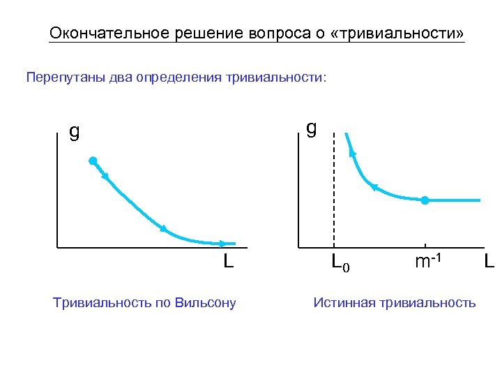 Окончательное решение вопроса о «тривиальности» Перепутаны два определения тривиальности: g g L Тривиальность по