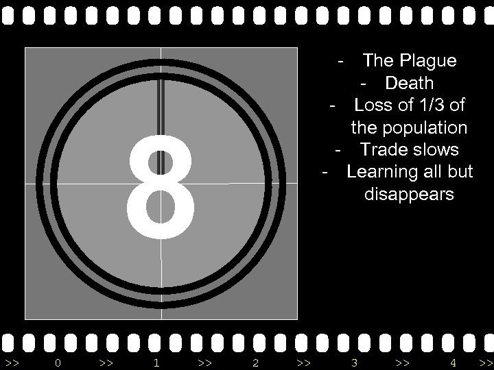 - The Plague - Death - Loss of 1/3 of the population - Trade