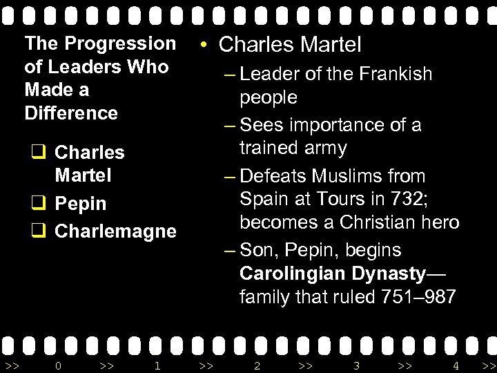 The Progression of Leaders Who Made a Difference • Charles Martel – Leader of