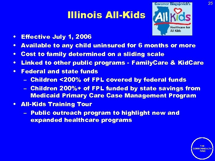 25 Illinois All-Kids • • • Effective July 1, 2006 Available to any child