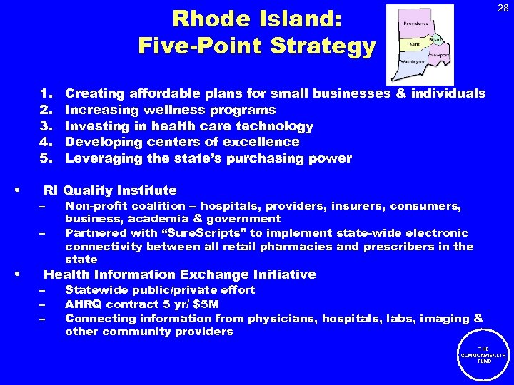 Rhode Island: Five-Point Strategy 1. 2. 3. 4. 5. • Creating affordable plans for