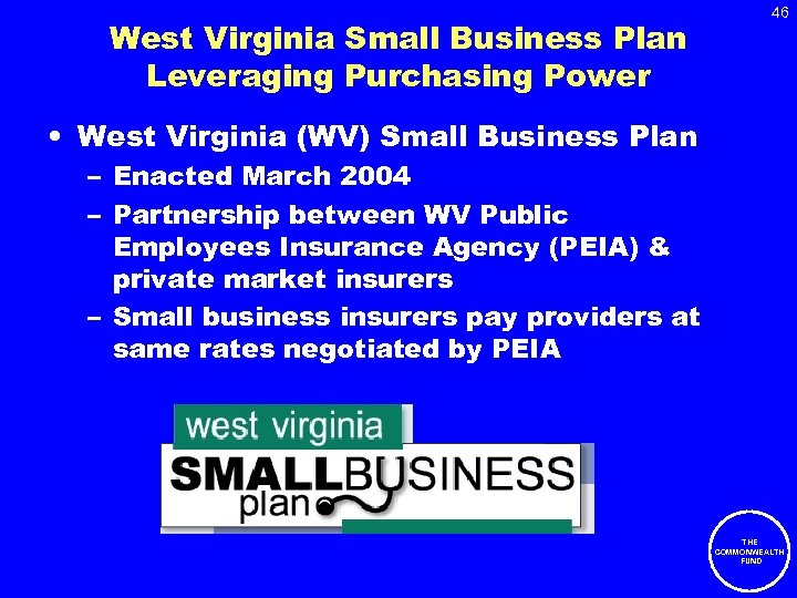 West Virginia Small Business Plan Leveraging Purchasing Power 46 • West Virginia (WV) Small