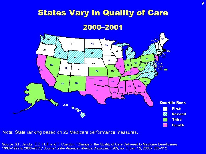 9 States Vary In Quality of Care 2000– 2001 WA VT MT ND WI