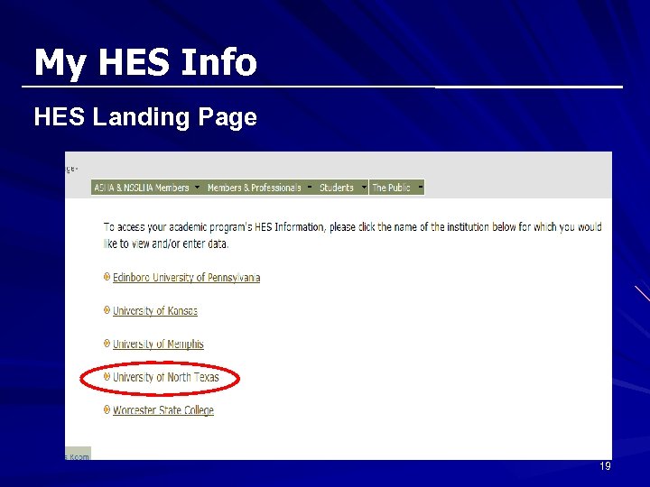 My HES Info HES Landing Page 19 