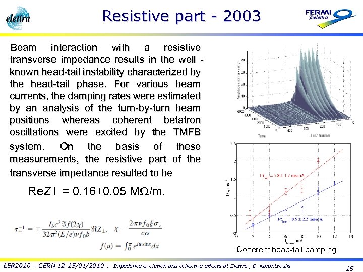 Resistive part - 2003 Beam interaction with a resistive transverse impedance results in the