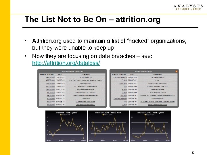 The List Not to Be On – attrition. org • Attrition. org used to