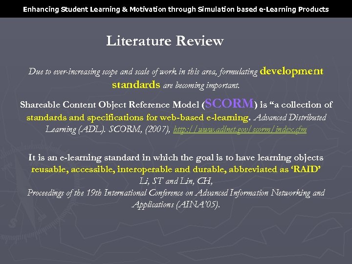 Enhancing Student Learning & Motivation through Simulation based e-Learning Products Literature Review Due to