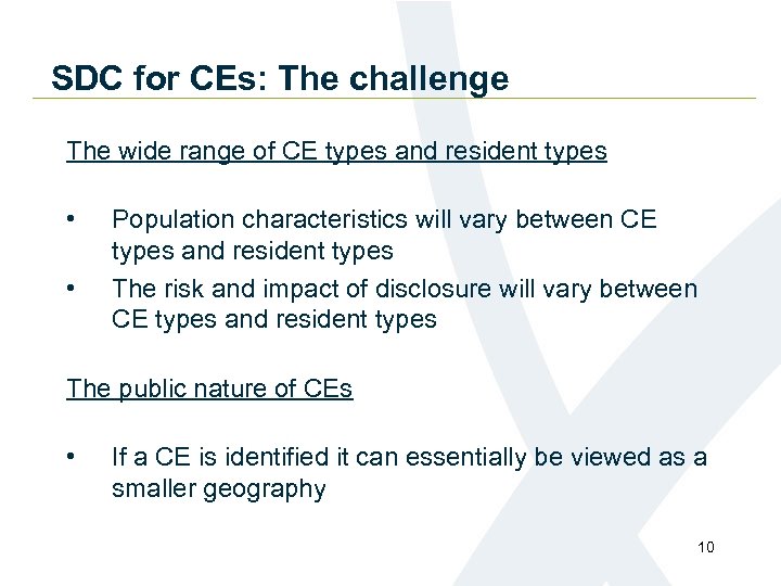 SDC for CEs: The challenge The wide range of CE types and resident types