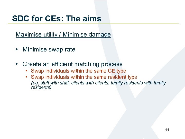 SDC for CEs: The aims Maximise utility / Minimise damage • Minimise swap rate