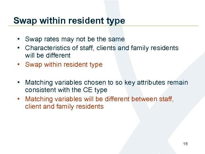 Swap within resident type • Swap rates may not be the same • Characteristics