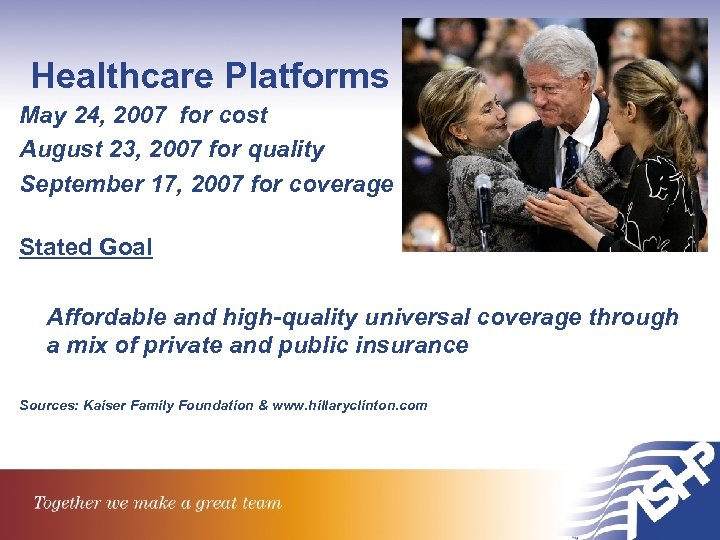 Healthcare Platforms May 24, 2007 for cost August 23, 2007 for quality September 17,