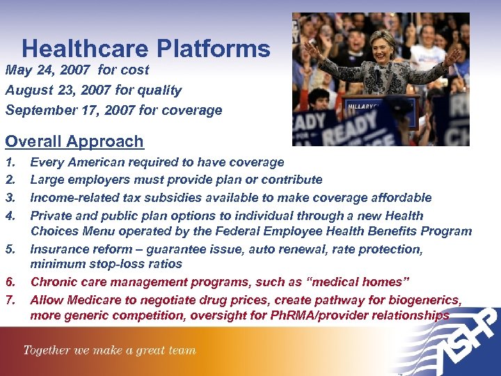 Healthcare Platforms May 24, 2007 for cost August 23, 2007 for quality September 17,