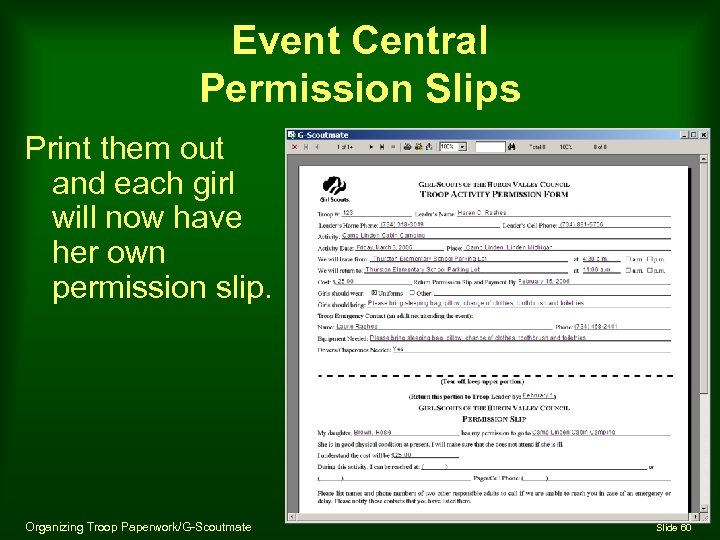 Event Central Permission Slips Print them out and each girl will now have her
